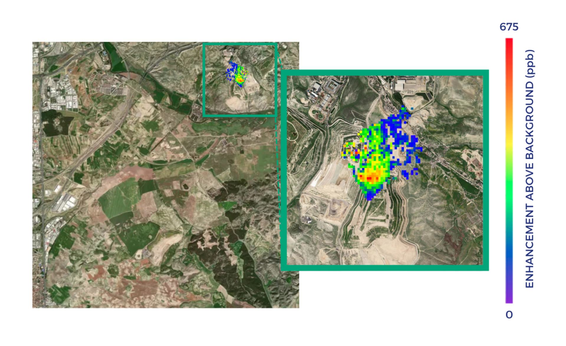 Sentinel 5P methane emissions detected over a Madrid landfill, August 2021